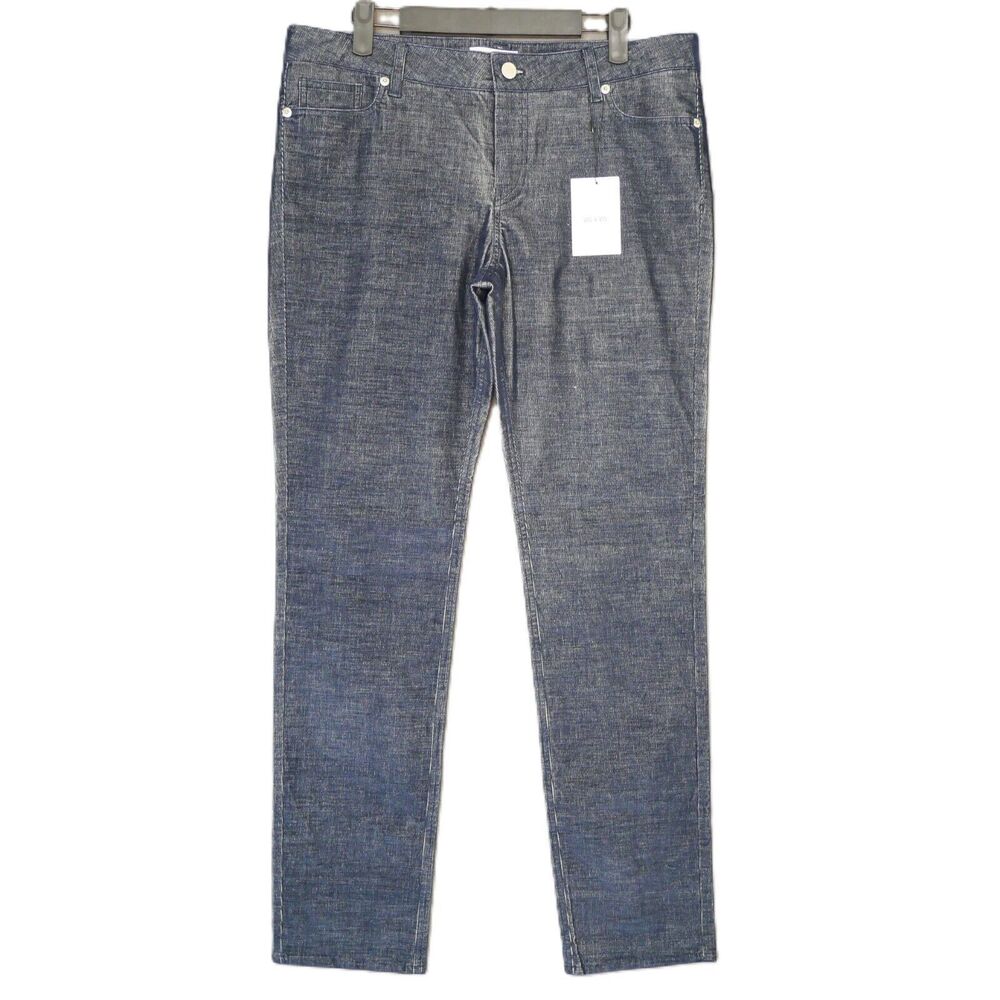 VIS A VIS Womens Corduroy Pants Navy Blue Grey Size 4 NWT Designer